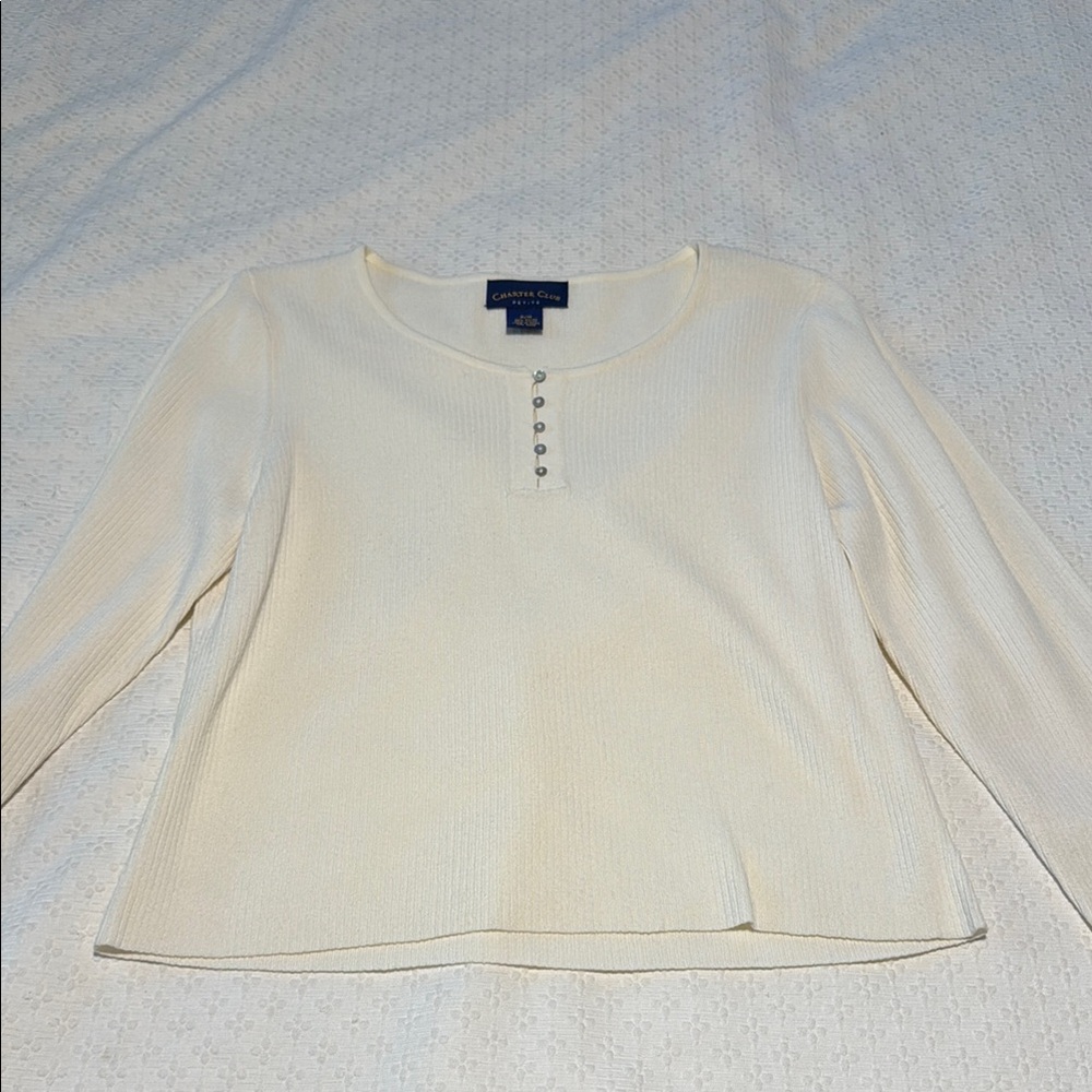 Vintage charter club knit Henley top medium petite